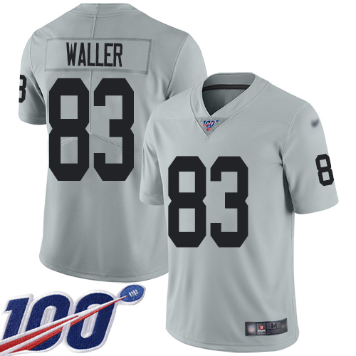 Men Oakland Raiders Limited Silver Darren Waller Jersey NFL Football #83 100th Season Inverted Legend Jersey->oakland raiders->NFL Jersey